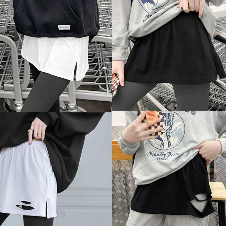 패션 레이어드 이너스커트 페이크 허리밴딩 레깅스 스커트 옆트임 치마