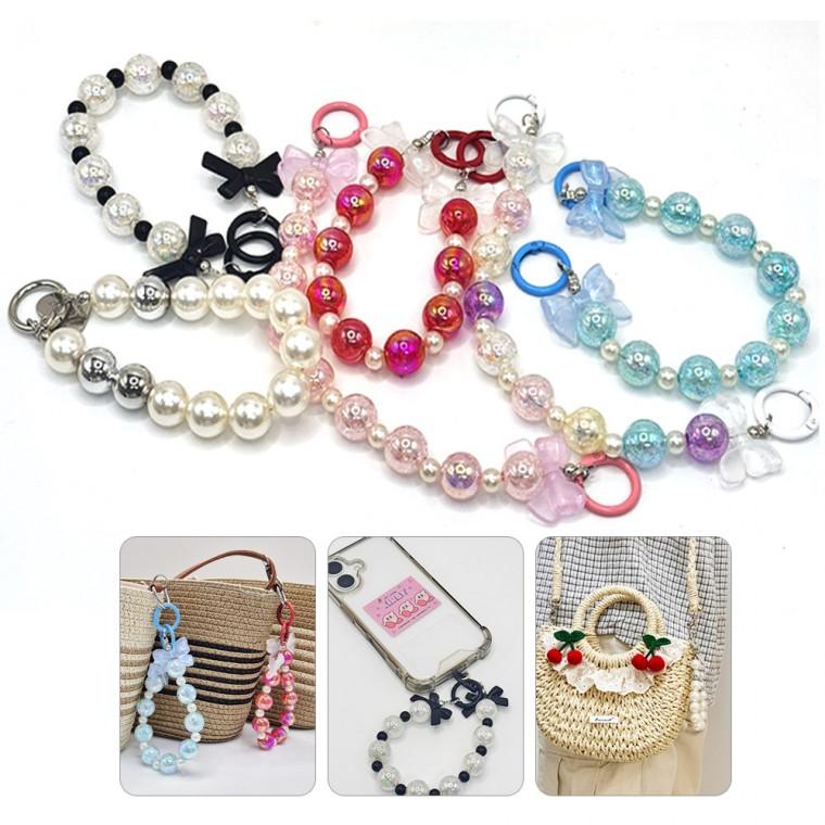 비즈 핸드폰 줄 스트랩 가방 키링 부착형 진주 열쇠고리 손목스트랩