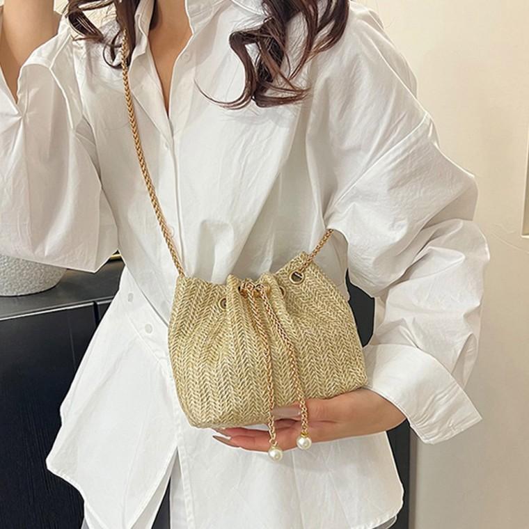 체인 라탄 버킷백 미니 가방 여성 백 여름 토트백 크로스백