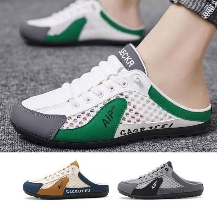 남성 에어메쉬 하프 스니커즈 슬리퍼 편안한 하프 운동화 실내화 거실화