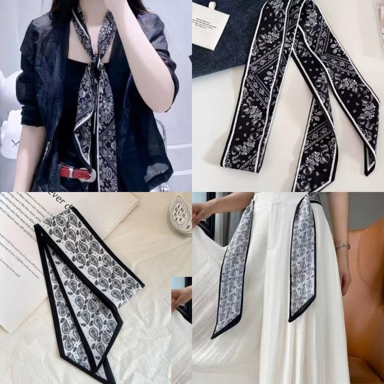 롱 타이 스카프 6.5x140 실크 봄 가을 데일리 헤어끈 머리띠 허리띠 사계절