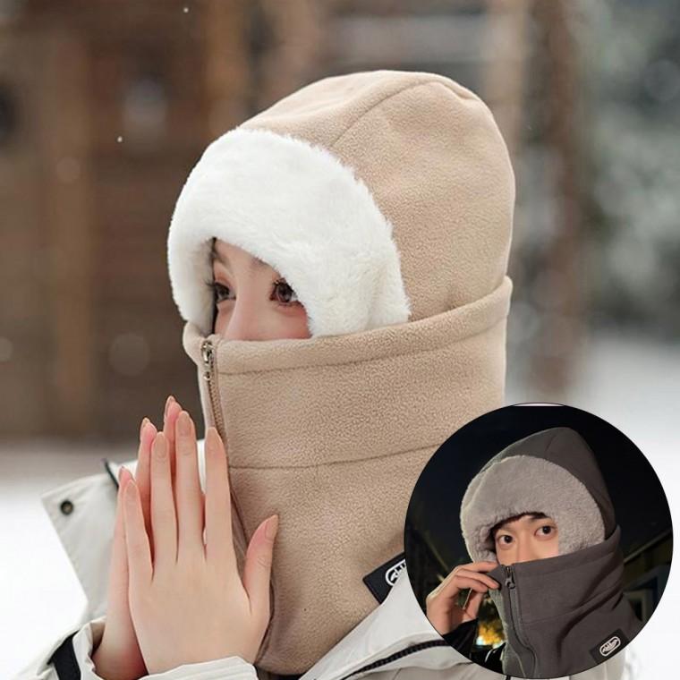 겨울 보들한 지퍼 후리스 넥워머 모자 방한 후드워머 바라클라바