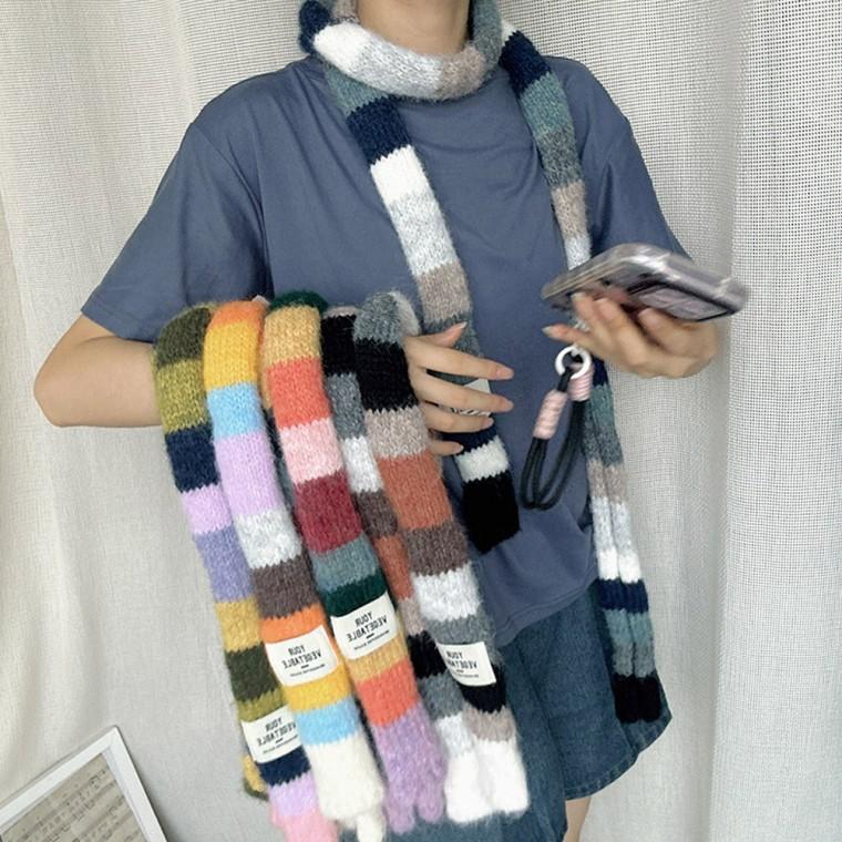 레인보우 슬림 니트 머플러 여성 겨울 데일리 패션 목도리