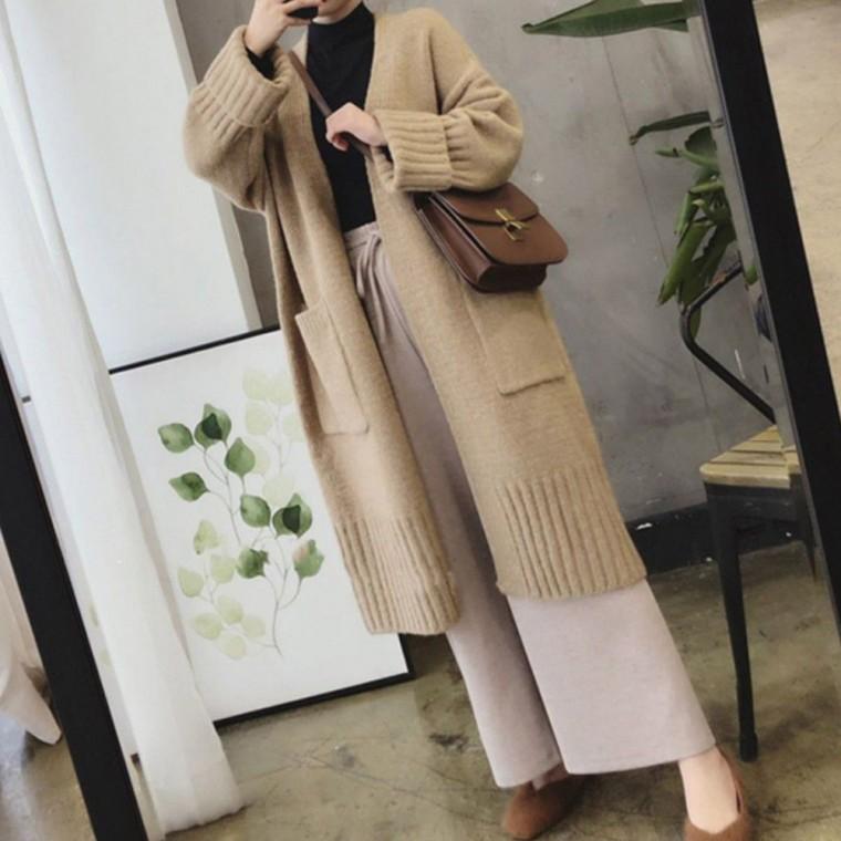 모넨 루즈핏 롱 니트 가디건 여성오버핏 니트코트 가을 겨울 카디건