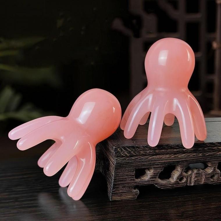 휴대용 문어 두피괄사 머리 지압 마사지 승모근 경락