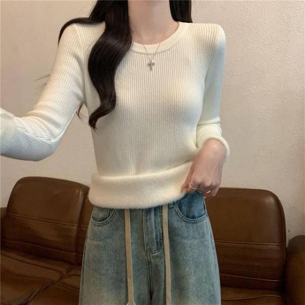 포근무드 클린 베이직 스판좋은 골지 퍼 니트 상의
