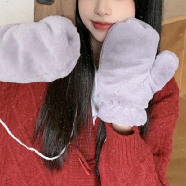 여성 겨울 방한 밍크 퍼 봉제 털 벙어리 보온 장갑 벙어리 남성 페이크퍼 여자 패딩 여성 겨울 장갑