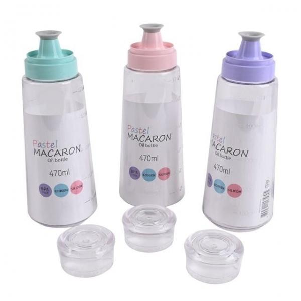 눈금 있는 파스텔 오일병 470ml (색상랜덤) 가벼운 캠핑 양념통 BPA FREE