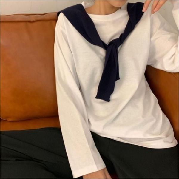 여성 루즈핏 무지 긴팔티 데일리 기본 티셔츠 2색
