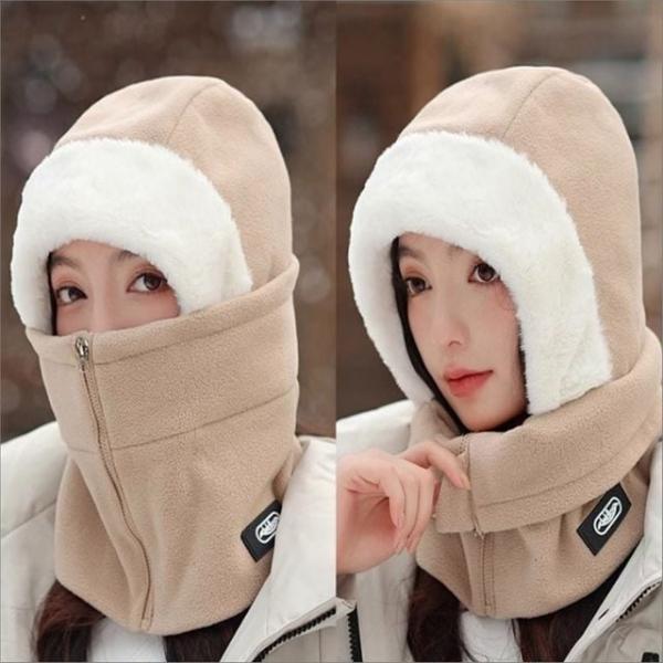 여성 겨울 바라클라바 후리스 후드워머 마스크 일체형 방한