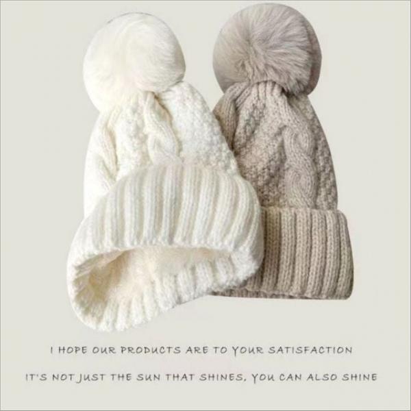 남성 여성 왕방울 꽈배기 니트 기모모자 방한 겨울비니 4색