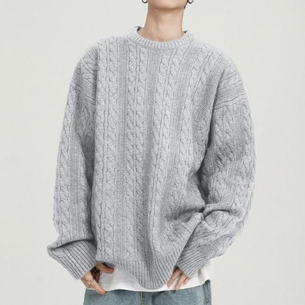 남성 에센셜 케이블 패턴 소프트 스웨터