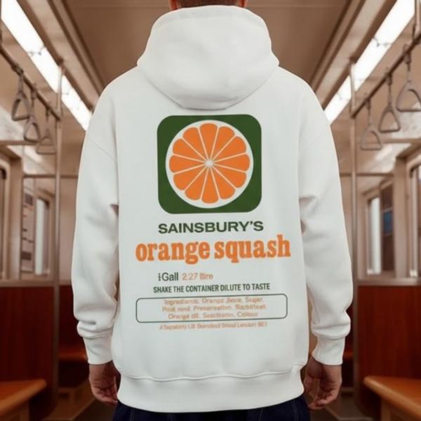 비비드 남성 오렌지 프린트 캐주얼 후드탑