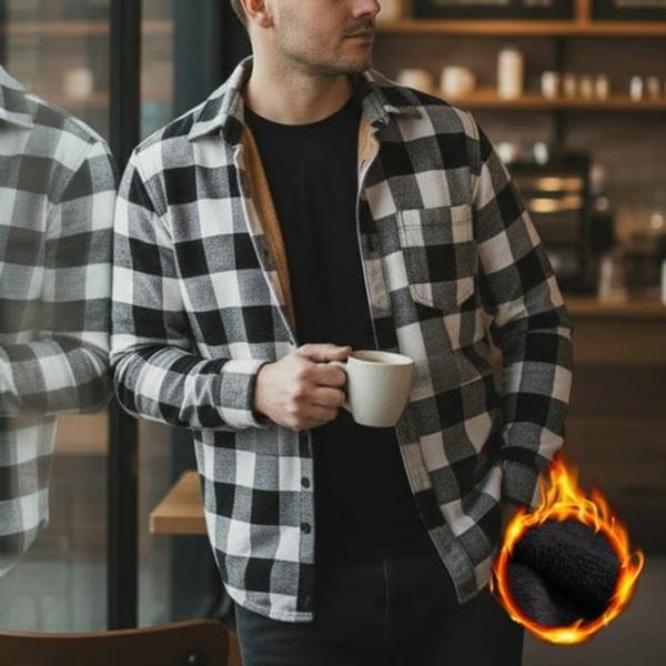 남성 소프트 기모 체크 포인트 셔츠