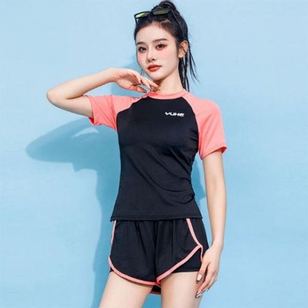 은창)스포티 핑크 엣지 라인 래쉬가드 수영복 비키니