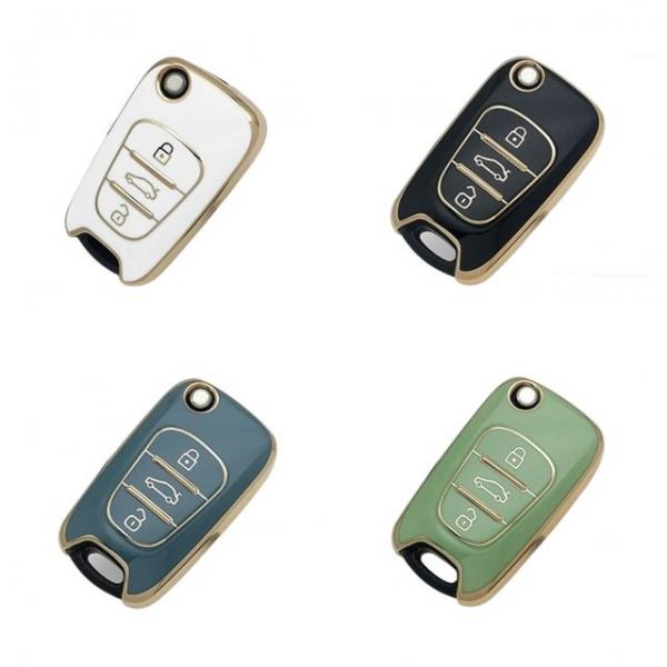 기아 현대 3버튼 TPU 골드라인 폴딩키 케이스