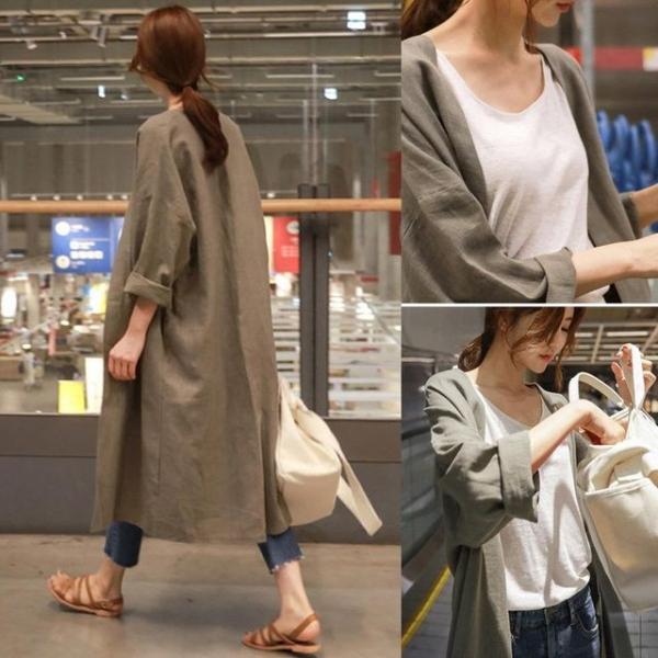 MFNC030040-레이디 롱 루즈 코트 재킷