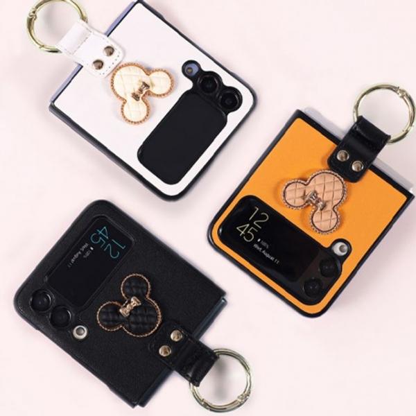 갤럭시Z플립4/3 퀼팅 미키 썸데이 골드링 범퍼 케이스