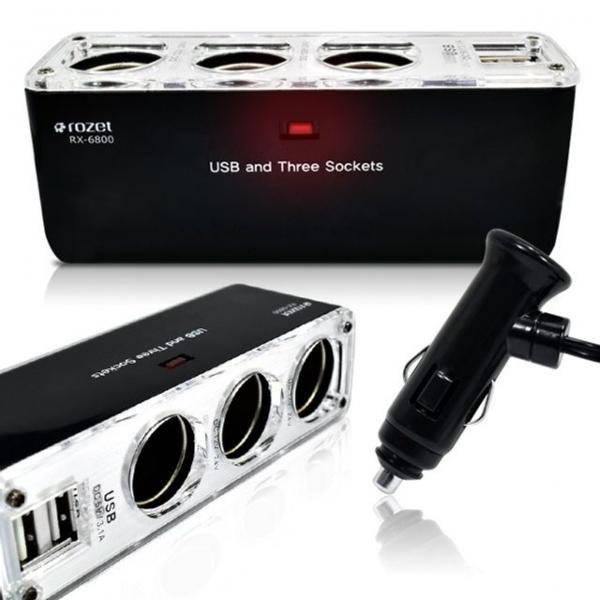 로제트 차량용 3구잭/RX-6800/USB2포트추가/