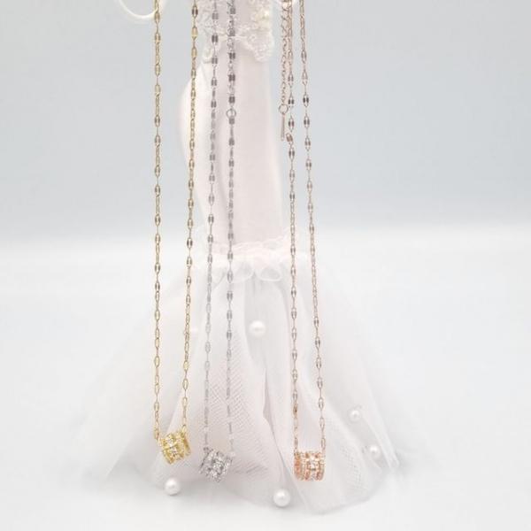 써지컬스틸 링 큐빅 체인 목걸이 3컬러