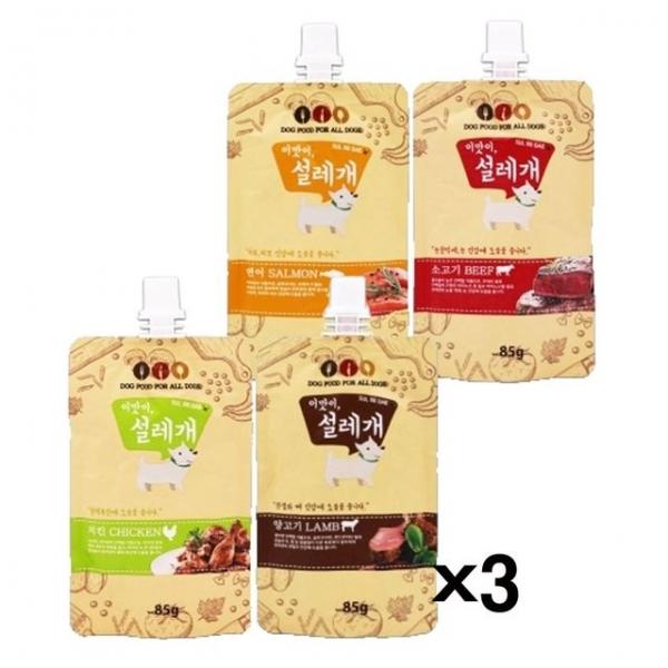 설레개 85g X3개 강아지츄르 짜먹는 영양간식 파우치
