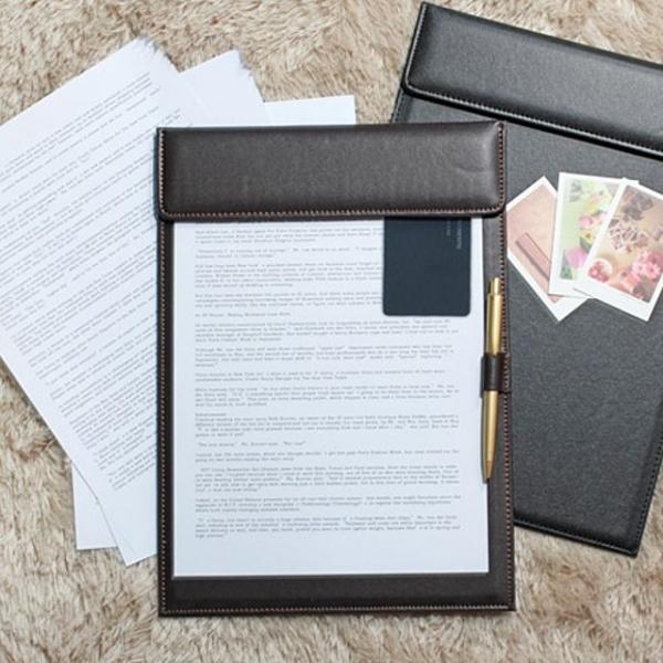 A4 다용도 자석클립 오픈형 고급가죽 서류판