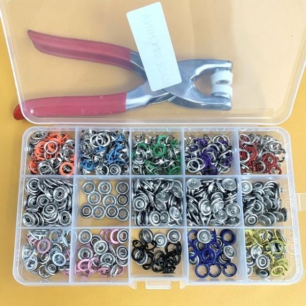 똑딱이 스냅 단추1000개 펀칭기 세트 DIY 수선 만들기