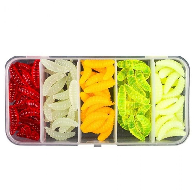 웜 루어낚시 100EA 낚시용품 미끼 찌 세트 겨울 세트 낚시 미끼 루어