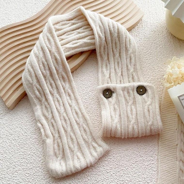 꽈배기 미니 투 머플러 단추 목도리 머플러 투단추 겨울 패션 고리 겨울