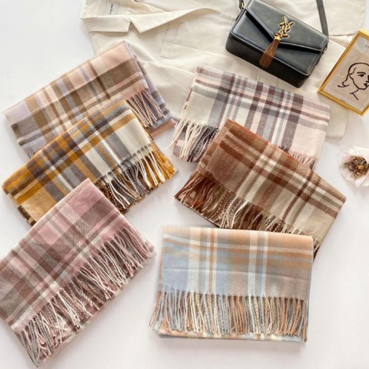 체크목도리 캐시미어 캐시미어머플러 겨울 머플러 브랜드잡화 소품 여성머플러