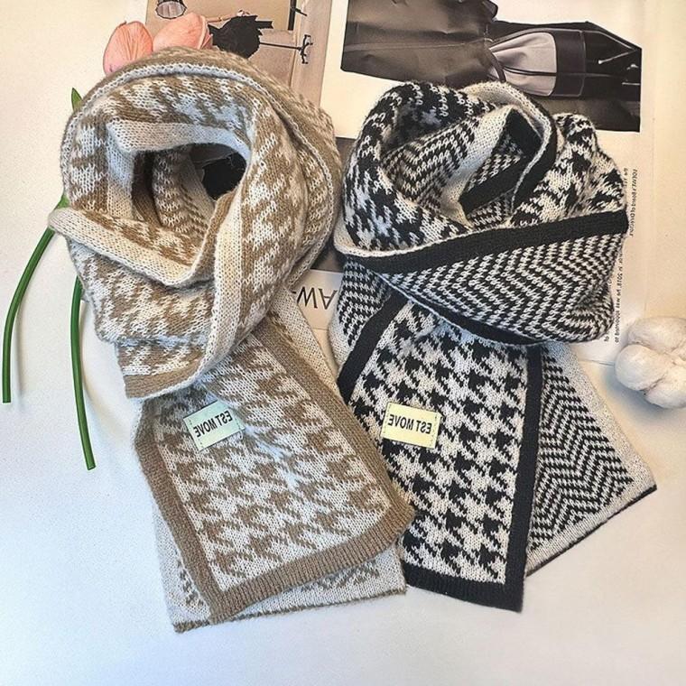 양면 체크 머플러 잡화 목도리 세련된 따뜻한 겨울 목도리 패션 패션 여성