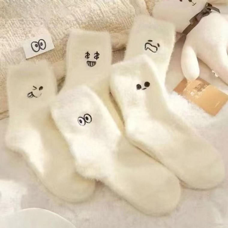중목 기모 여자 여성양말 두꺼운양말 발목양말 5켤레 양말 수면 겨울 발목