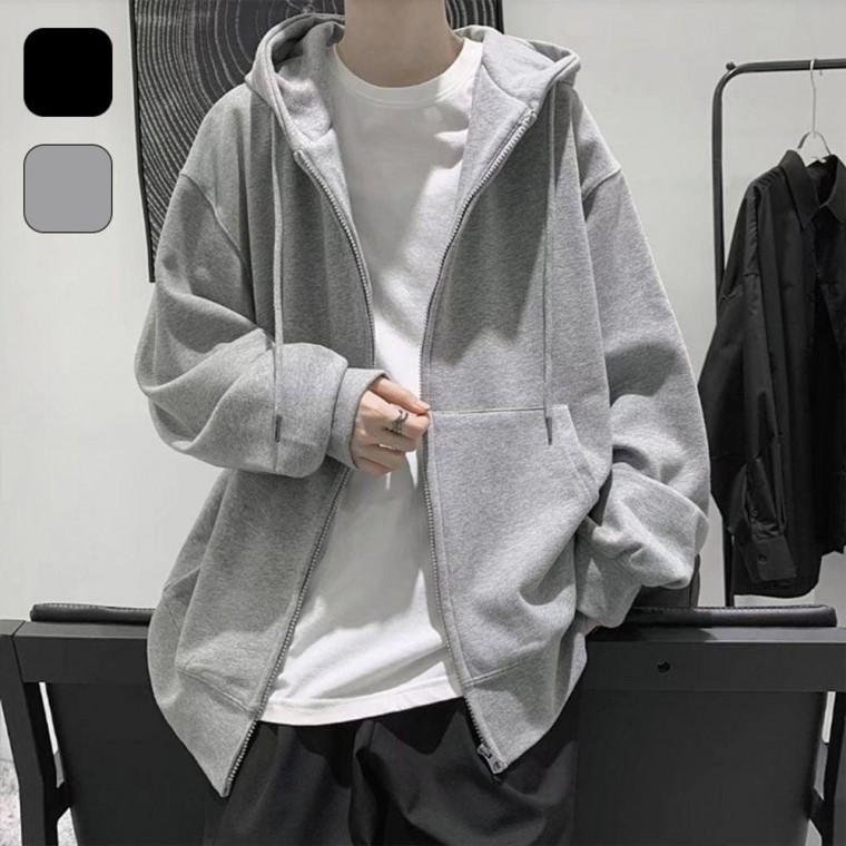기모 남여공용 후드집업 기본 오버핏 베이직 무지 겨울점퍼 후드집업