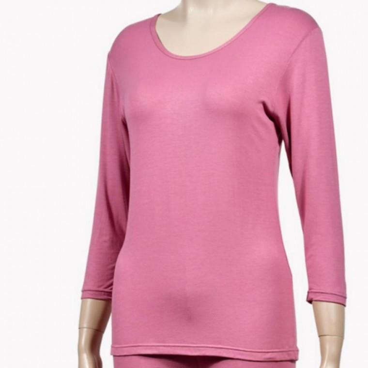 8부 솔리드 보온 내복 여성 상의 라운드 겨울 내의 라운드넥 내의