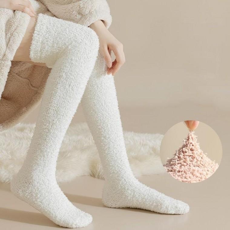 극세사 겨울용 홈웨어 보온 롱삭스 무릎 수면양말 2켤레 따뜻한 여자 여성용