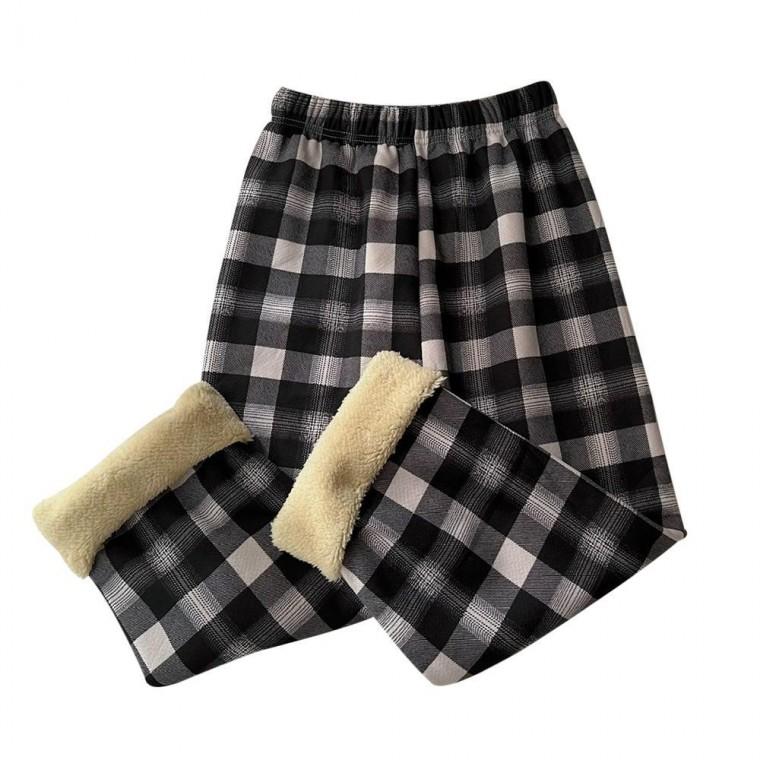 체크 1+1 기모 겨울 바지 잠옷 수면 양털 커플 홈웨어 파자마 실내복