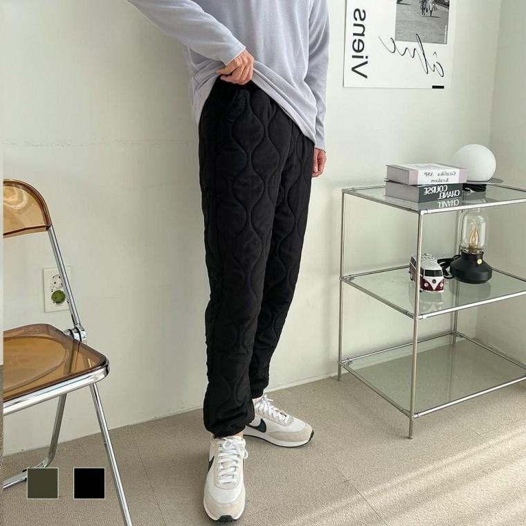 퀼팅 남성 편한 겨울 따뜻한 조거 바지 패딩 바지 일자면 조거 겨울 바지