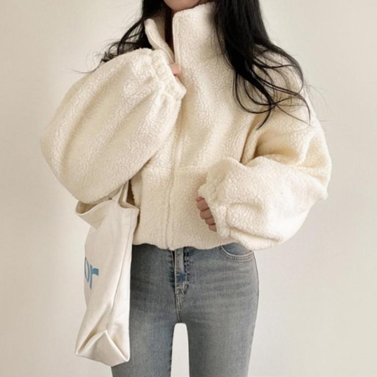 루즈핏 숏 집업 뽀글이 양털집업 점퍼 플리스 후리스 겨울패딩 남성점퍼