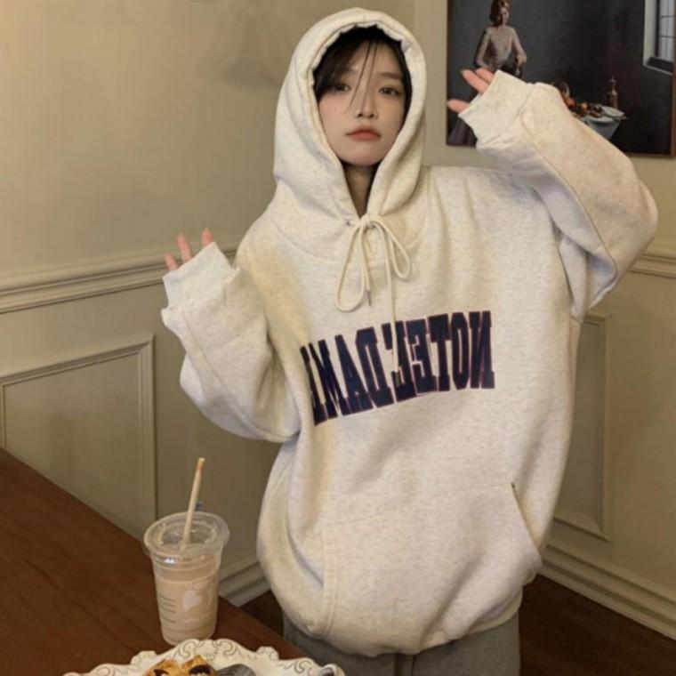 영문 여성 기모안감 티셔츠 레터링 겨울 오버핏 후드 기모안감 라운드