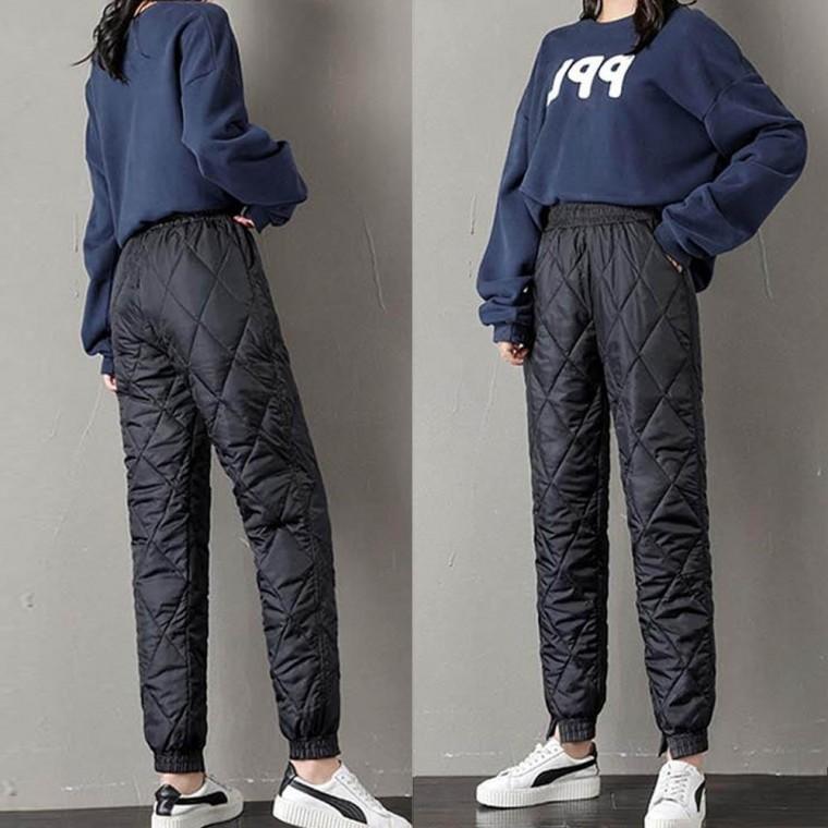 발목 여성 절개 따뜻한 겨울 하의 패딩 팬츠 포인트 스포츠 발목 겨울