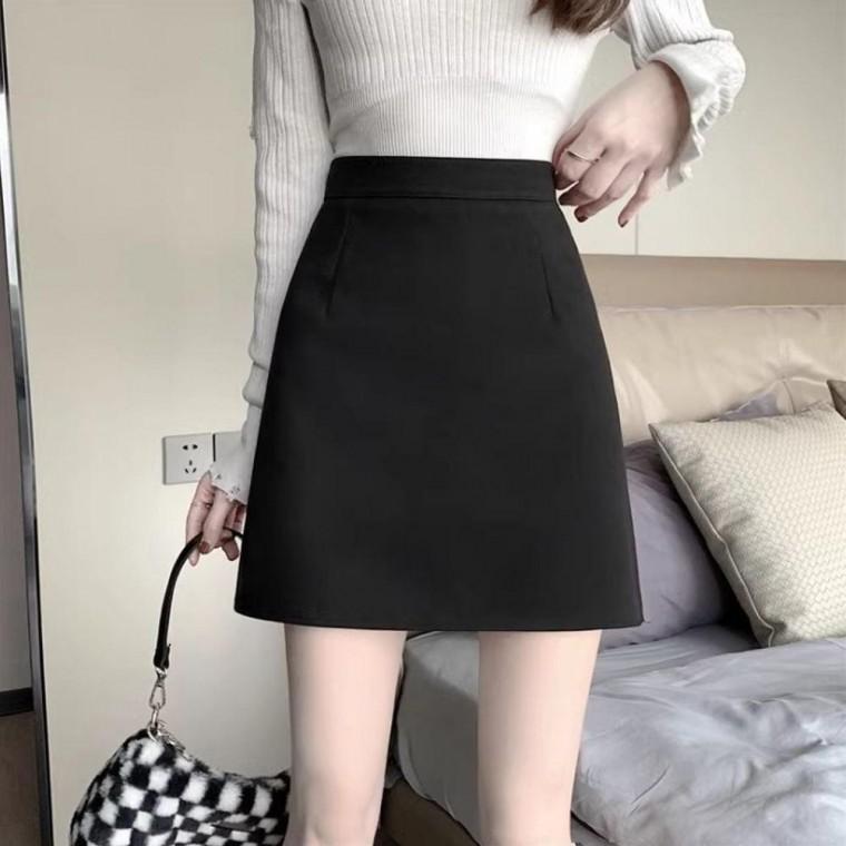 겨울 A라인 하이웨스트 롱 치마 모직 기본 모직스커트 겨울 하이웨스트