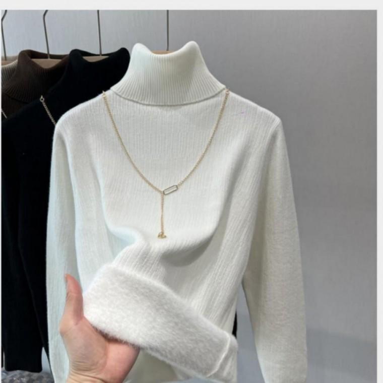 기모 여성 스웨터 겨울 니트 풀오버 목폴라 티셔츠 따뜻한스웨터 기모 여성