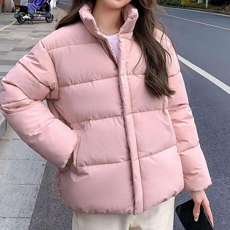 기본 여자 여성 미디 겨울 숏 심플 점퍼 무지 패딩 아우터 기본 가죽 숏 겨울