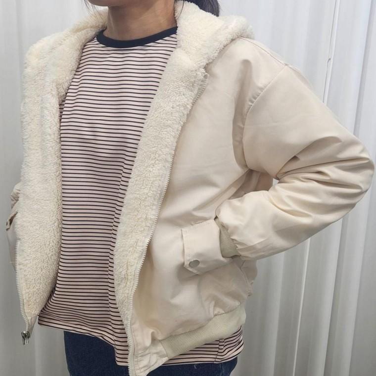 양면 여자 여성 따뜻한 후드 리버서블 잠바 패딩 점퍼 잠바 겨울 아우터 후드