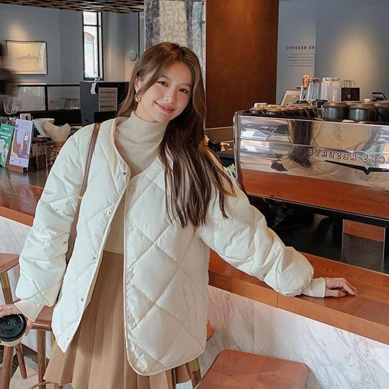 경량 여자 여성 빅사이즈 노카라 누빔 겨울 숏 패딩 점퍼 경량 가죽점퍼