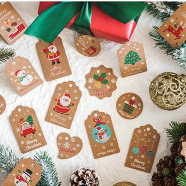 포장 크리스마스 텍 장식용 폭죽 마끈세트 라벨 파티 10p+마끈 10p