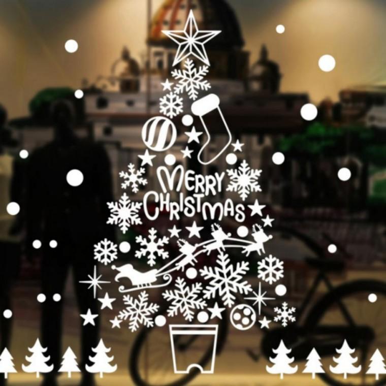크리스마스 윈도우스티커 화이트트리 창문 윈도우스티커 겨울