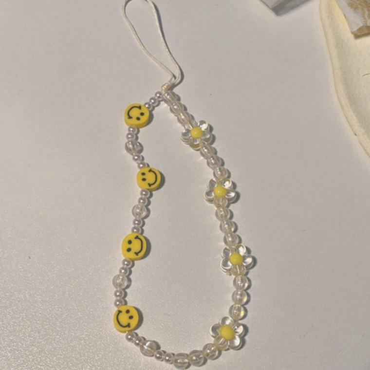 액세서리 스트랩 비즈 스마일 여성소품 핸드폰 진주 진주 비즈 핸드폰