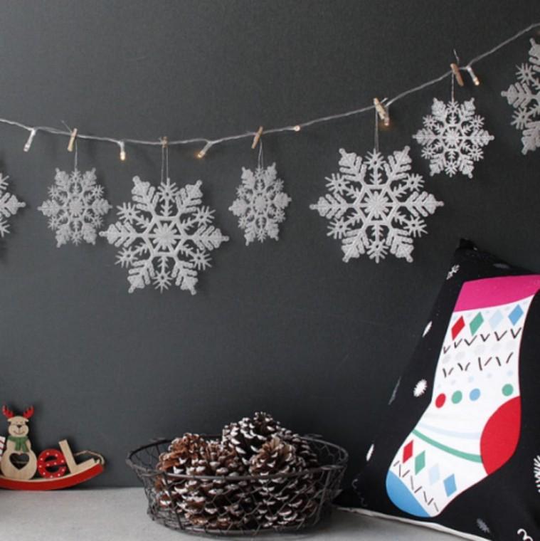 창문 벽장식용 트리 소품 눈꽃 6p 겨울 파티소품 눈꽃장식 크리스마스