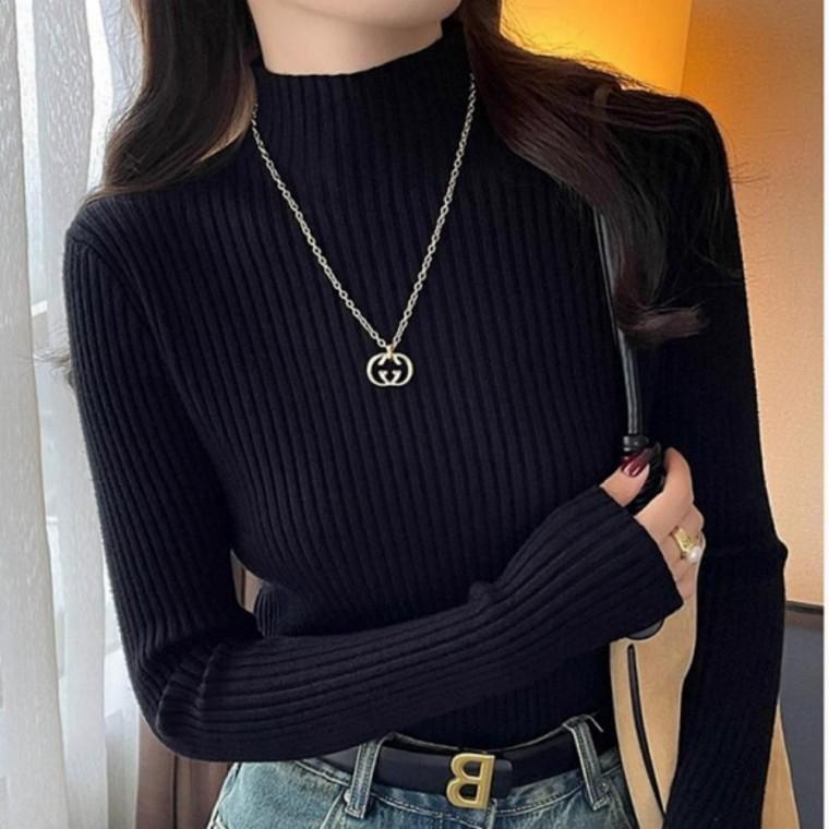 니트티 여자 히트텍 골지 터틀넥 여성 반폴라 목폴라 니트 여성 골지